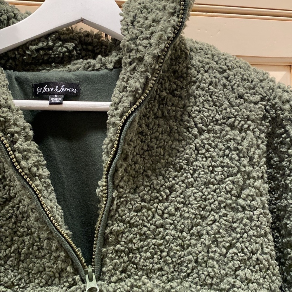 For Love and Lemons green cropped shag Sherpa - Picture 3 of 5